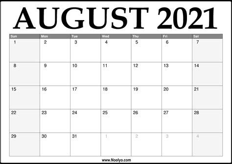 august calendar printable   noolyocom