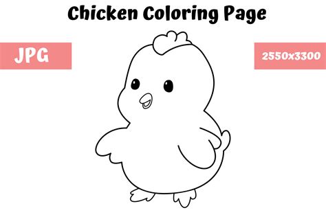 chicken coloring book page  kids graphic  mybeautifulfiles