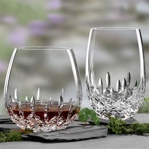 Waterford Lismore Nouveau Stemless White Wine Glasses Pair Crystal