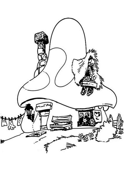 smurf house  houses coloring page netart