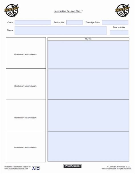 soccer session plan template luxury   blank soccer session plan