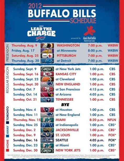 Buffalo Bills Printable Schedule