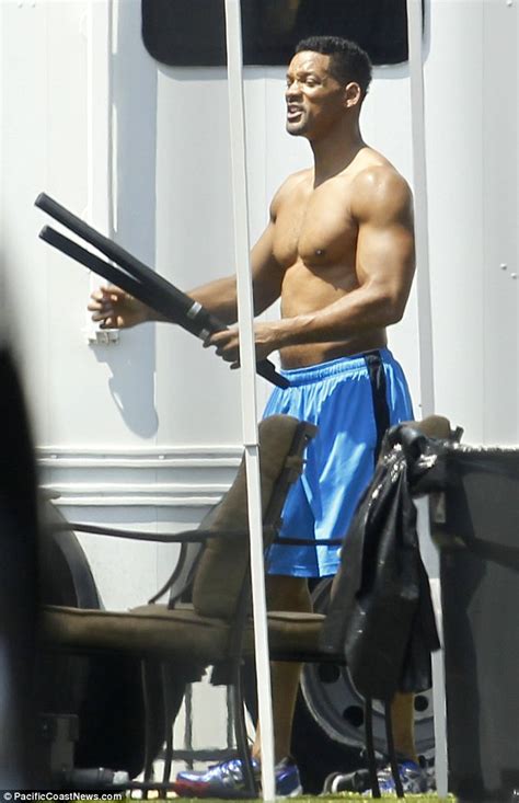 7teen will smith goes shirtless on the set of focus movie
