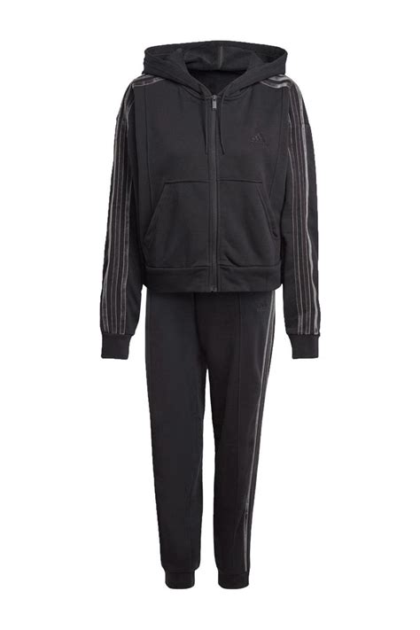 adidas sportswear fleece joggingpak zwart wehkamp