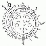 Sun Moon Pages Coloring Tattoo Steampunk Hippie Lineart Adult Drawings Deviantart Adults Nature Popular Print Getdrawings Template Colour Description Coloringhome sketch template