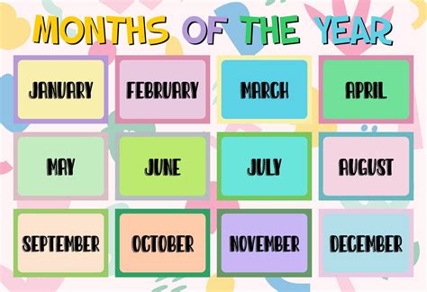 printable months   year flashcards   months