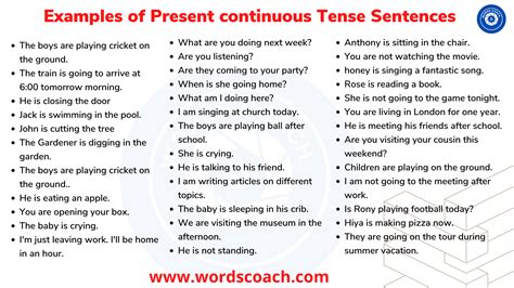 examples   continuous tense word coach