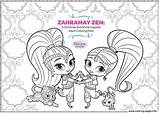 Shimmer Shine Zahramay Zen Localement Colouring sketch template