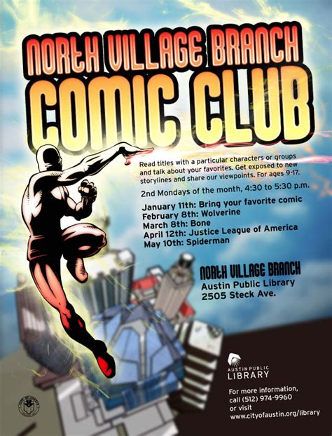 library comic club   north shoal creek neighborhood association