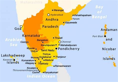 south india map  cities images   finder