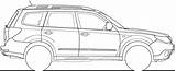 Subaru Car Drawing Forester Coloring Pages Template Sketch Blueprints 2008 sketch template