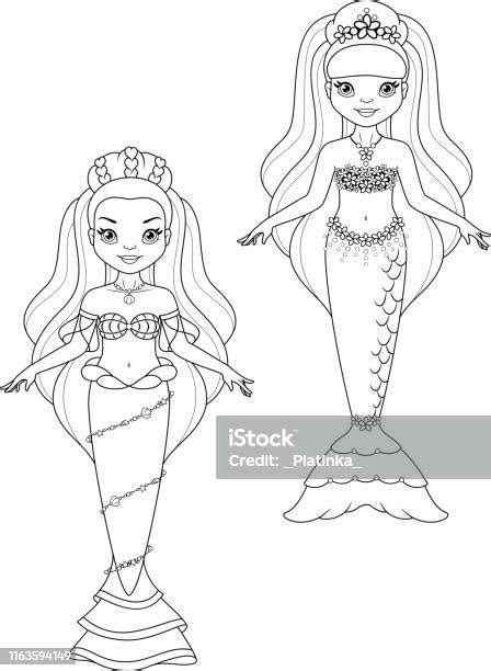 princess mermaids coloring page stock illustration  image  istock