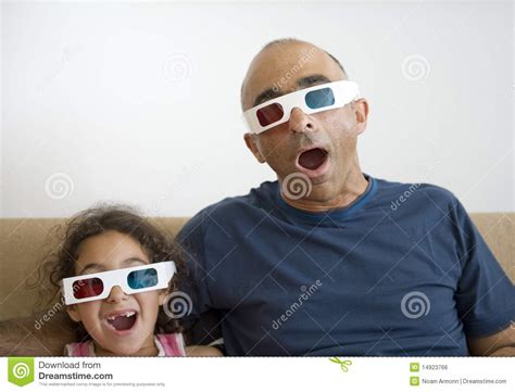 father and daughter watching television in 3d royalty free stock image image 14923766