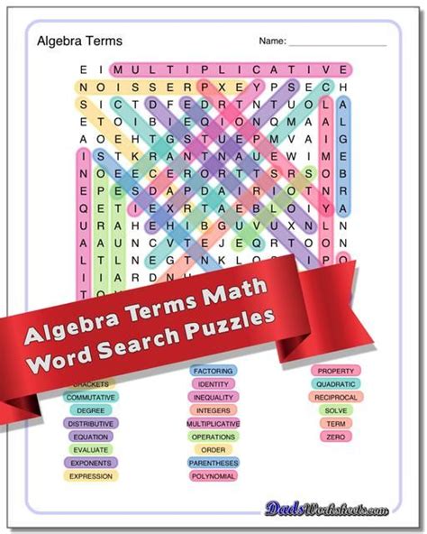 math word search puzzles  introduce vocabulary  terms
