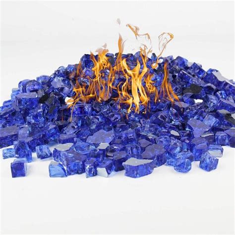Reflective Cobalt Blue Glass Fire Glass Tempered Glass 10 Lbs Bag