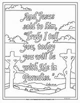 Coloring Pages Kids Bible Cross Luke Easter Colouring Color Sunday Printable Verse Paradise Will School Today Print Thief Sheets Verses sketch template