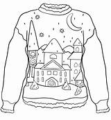 Sweater Coloring Christmas Pages Printable Ugly Winter Town Supercoloring Scribblefun Night Drawing sketch template