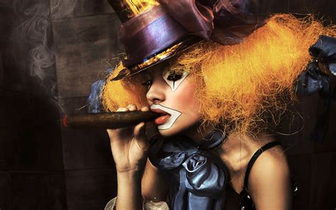download wallpapers download 1920x1200 women smoking redheads smoke clowns digital art makeup
