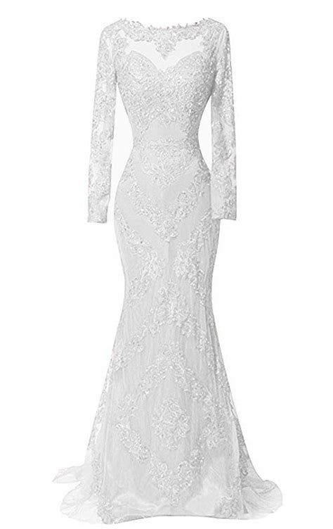 White Lace Evening Dresses With Sleeves Dresses Images 2022