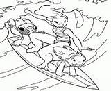 Coloring Pages Stitch Surfing Lilo Disney Printable Color Print Info sketch template