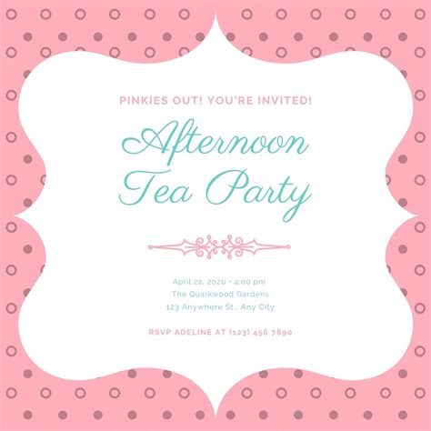 custom printable tea party invitation templates canva