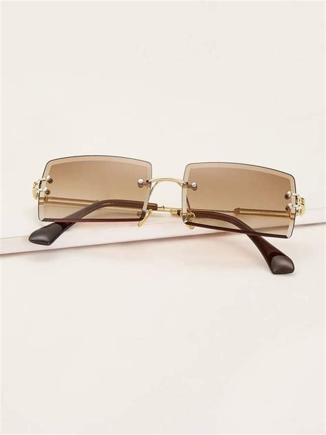 Shein Rimless Square Frame Sunglasses Sunglass Frames Glasses
