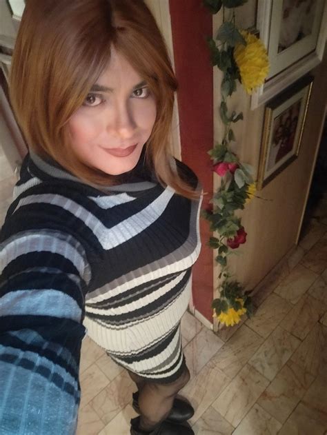 Striped Sweater Dress Selfie Crossdressing