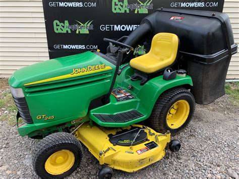 john deere gt garden tractor  rear bagger  hp kawasaki lawn mowers  sale