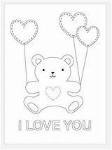 Coloring Bear Teddy Valentine Pages Favecrafts Kids Valentines Printable Heart Bears sketch template