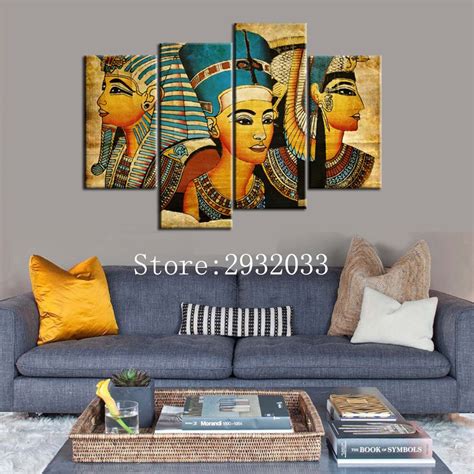 4pcs Set Pharaoh Of Egypt Unframed Home Decoration