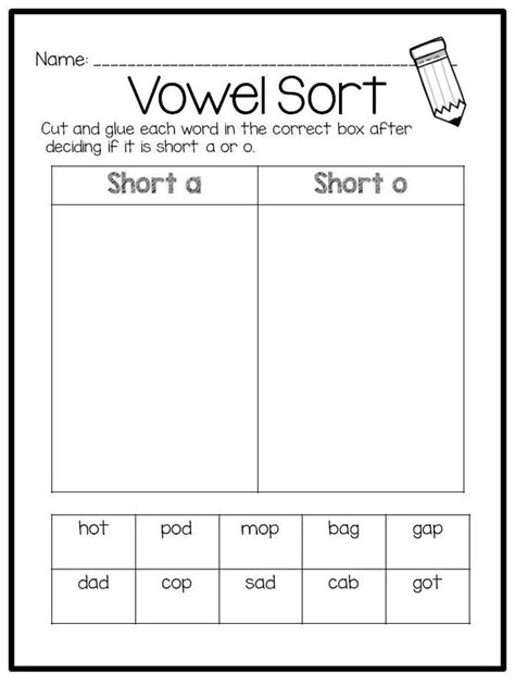 Worksheet For The Short O Word Sort