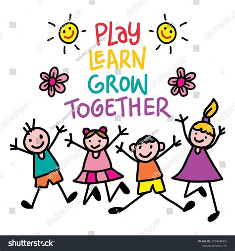 play learn grow  lettering educational stock vector royalty