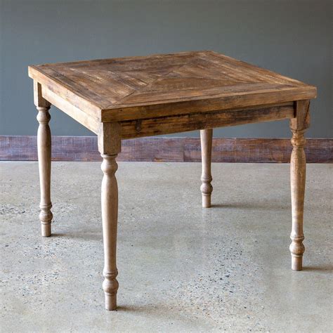 reclaimed wood farmhouse square display table  cottage   city