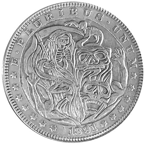 Santa Muerte Novelty V5 Good Luck Heads And Tails Vintage Hobo Coin Art