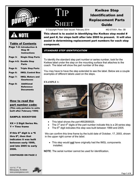 kwikee step identification  replacement parts guide