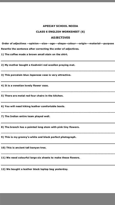 answer apeejay school noida class  english worksheet