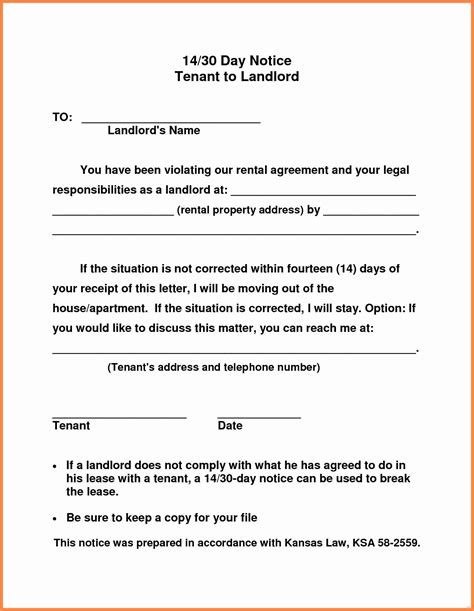 landlord notice letter  tenant template examples letter template