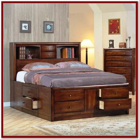 Queen Bed Frame With Headboard Storage Bedroom Home Decorating