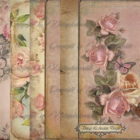 digital scrapbook paper vintage floral  vintagelechocolate