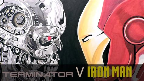 terminator vs iron man promarker speed drawing youtube