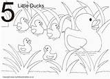Ducks Little Coloring Colouring Five Pages Sheet Number Printable Preschool Activities Duck Color Nursery Sheets Printables Cute Rhymes Animal Farm sketch template