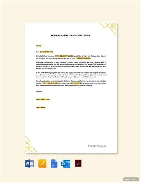 proposal letter  supply products template word google docs