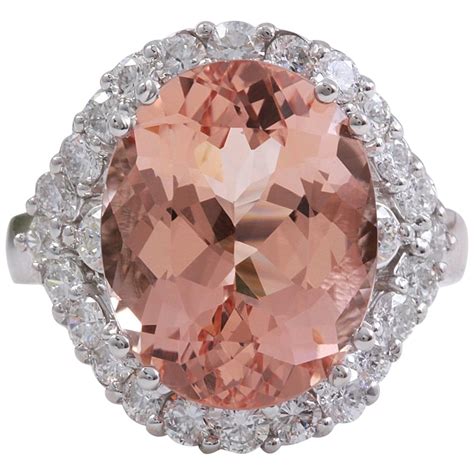 6 93 carat exquisite natural morganite and diamond 14k solid white gold