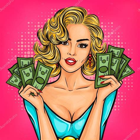 vector pop art girl with cash stock vector image by ©vectorpocket