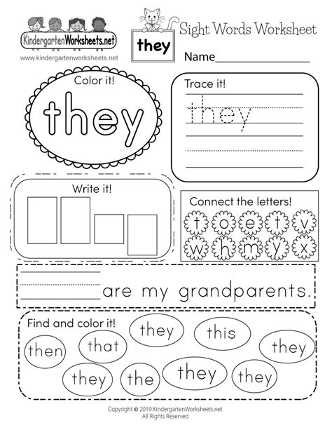 sight word worksheet kindergarten  printable pre  sight words