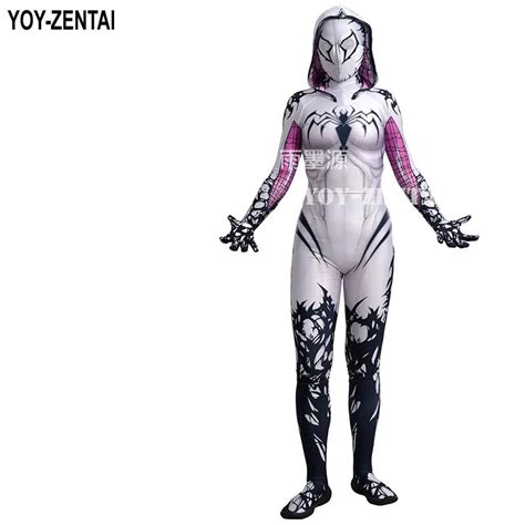 moviecoser high quality custom made gwen venom cosplay costume white