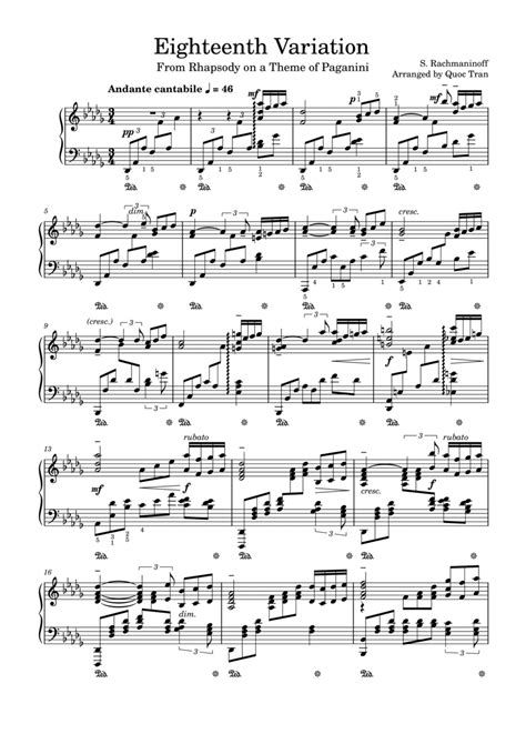 18th variation rhapsody on a theme of paganini rachmaninoff for