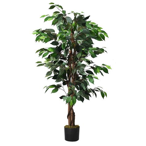 gymax ft artificial ficus tree fake greenery plant home office