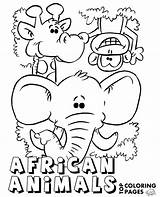 Animals African Coloring Children Educate Animal Books Color sketch template