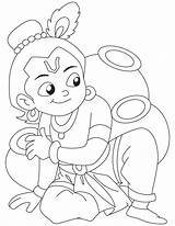 Krishna Coloring Pages Kids Little Baby Outline Shri Colouring Sketch Drawings Radha Cartoon Easy Bal Lord Draw Simple Party Color sketch template